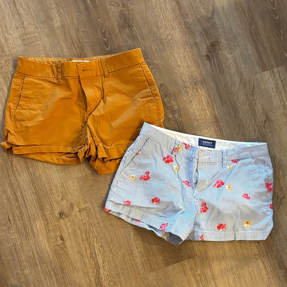 Old Navy Mustard and Floral Shorts - Set of 2